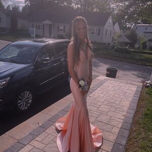 Sherri Hill Peach and Pink Prom Dress